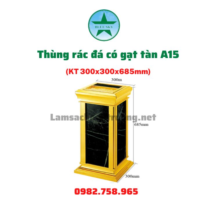 Thùng rác đá có gạt tàn A15