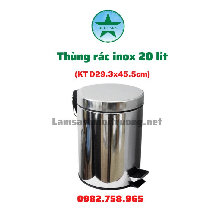 thùng rác inox đạp chân 20 lít