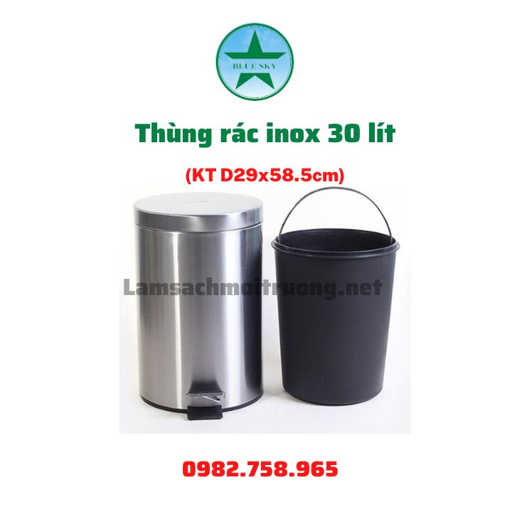 thùng rác inox đạp chân 30 lít