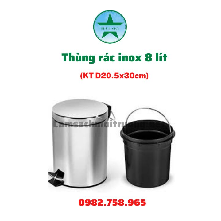 Thùng rác inox 8 lít